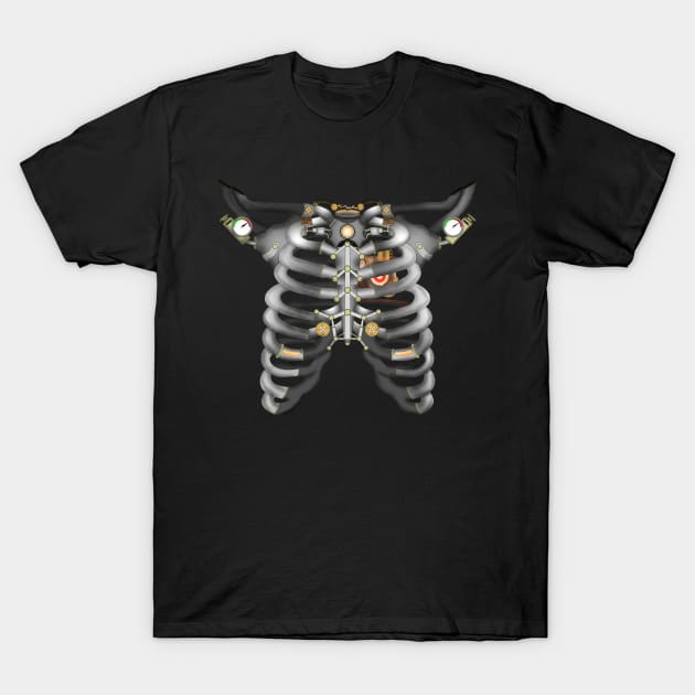 Machine Skeleton (Orange Variant) T-Shirt by NGM